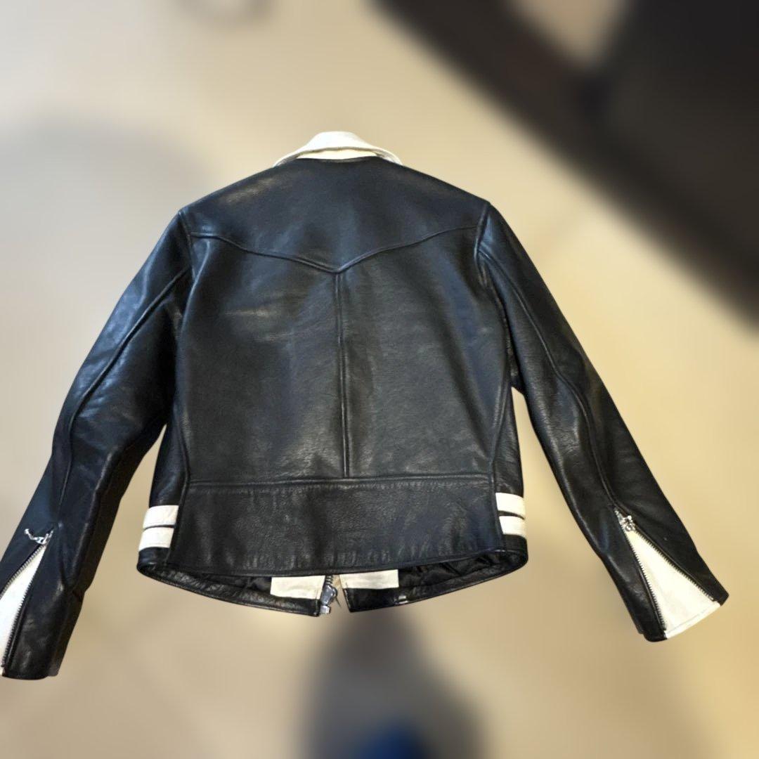 ROARS ダブルライダースジャケット 黒/白