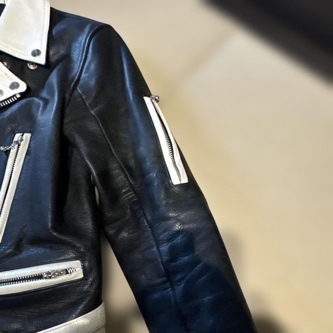 ROARS ダブルライダースジャケット 黒/白