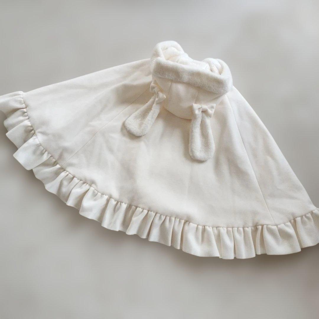 ポンチョコート　ウサギ耳 ポンチョ ロリータ 姫系 ゴスロリ　ホワイトロリータ