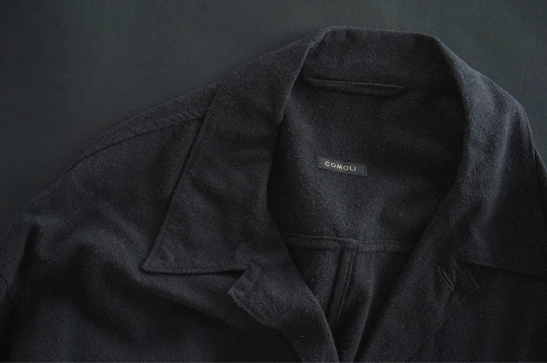 寺*ス様 COMOLI 24SS シルクノイル シャツジャケット BLACK 1