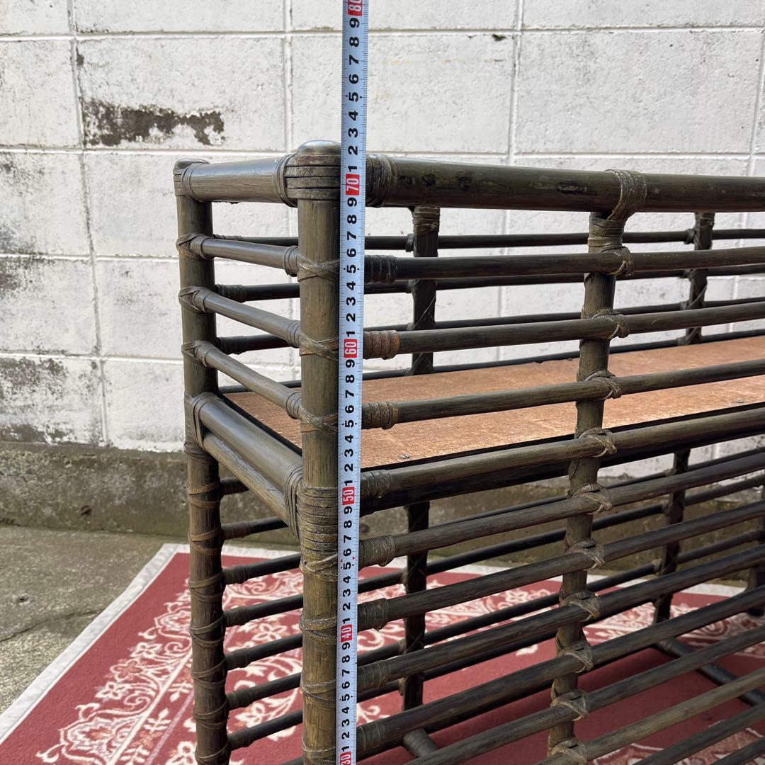 ナチュラル天然素材◾️カサブランカ 籐ラタン製 花台 プランターラック 緑グリーン