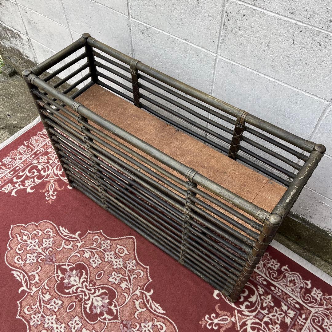 ナチュラル天然素材◾️カサブランカ 籐ラタン製 花台 プランターラック 緑グリーン