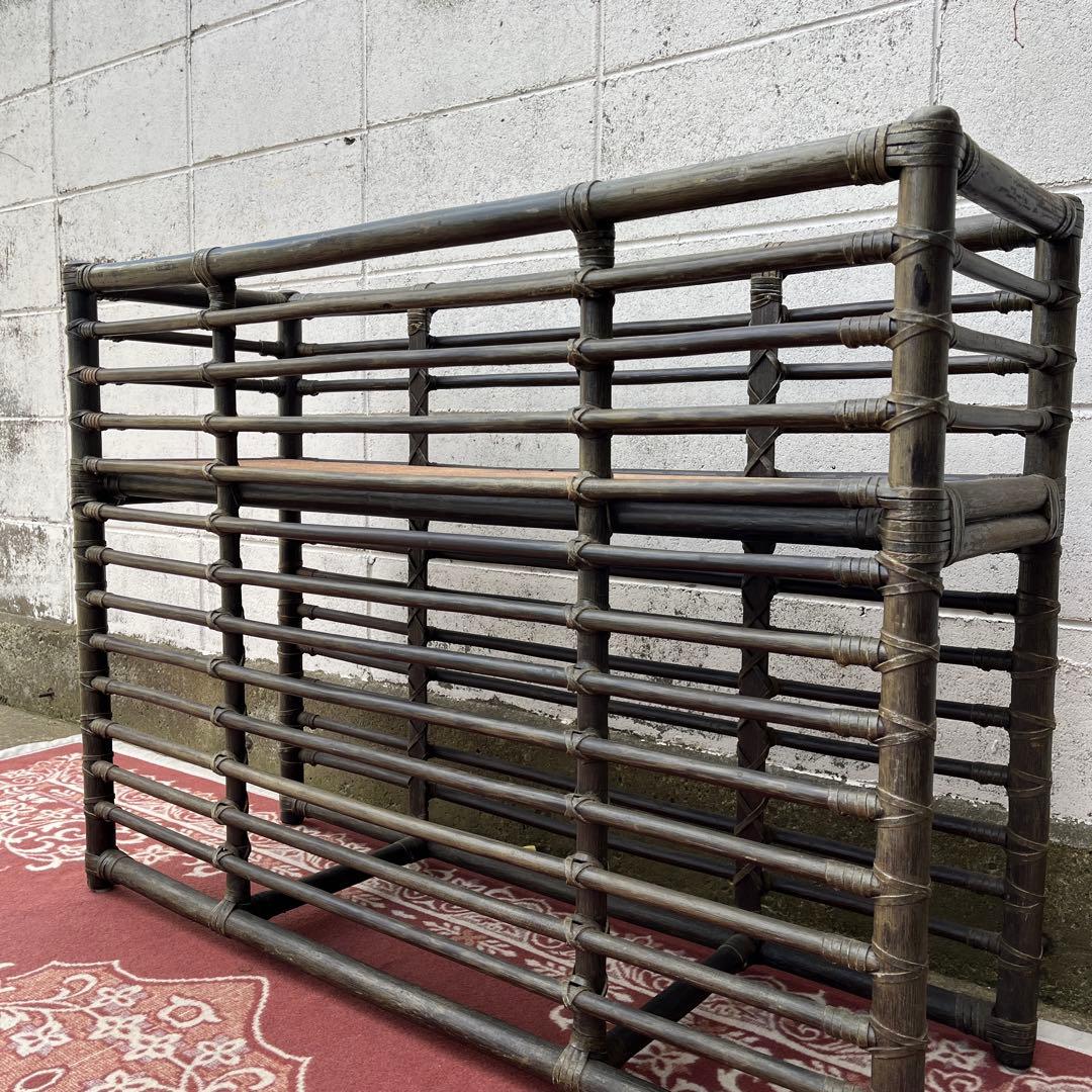 ナチュラル天然素材◾️カサブランカ 籐ラタン製 花台 プランターラック 緑グリーン