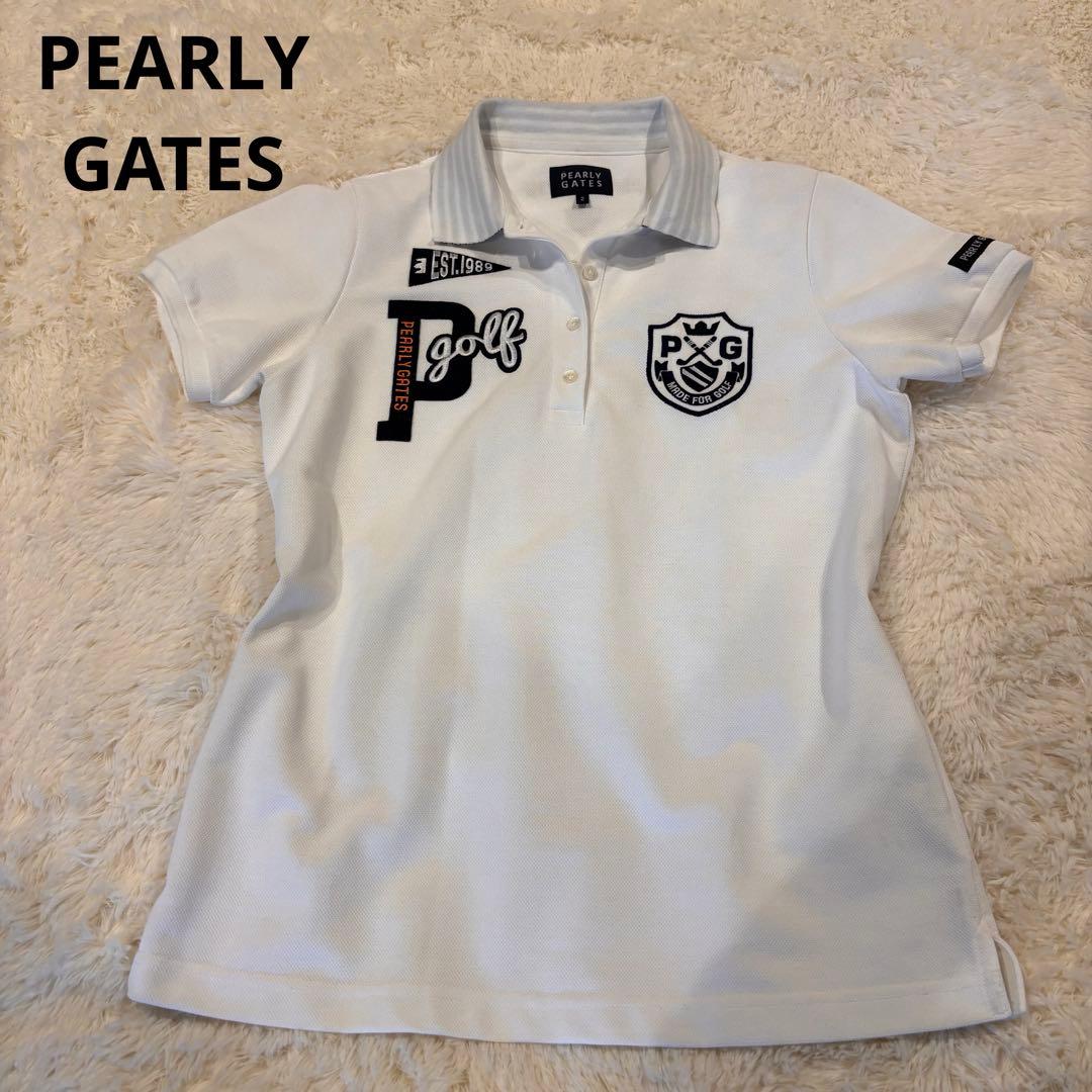 ★PEARY GATES★ L★白ポロシャツ★左右胸、左腕背中ロゴ有★美品★素敵