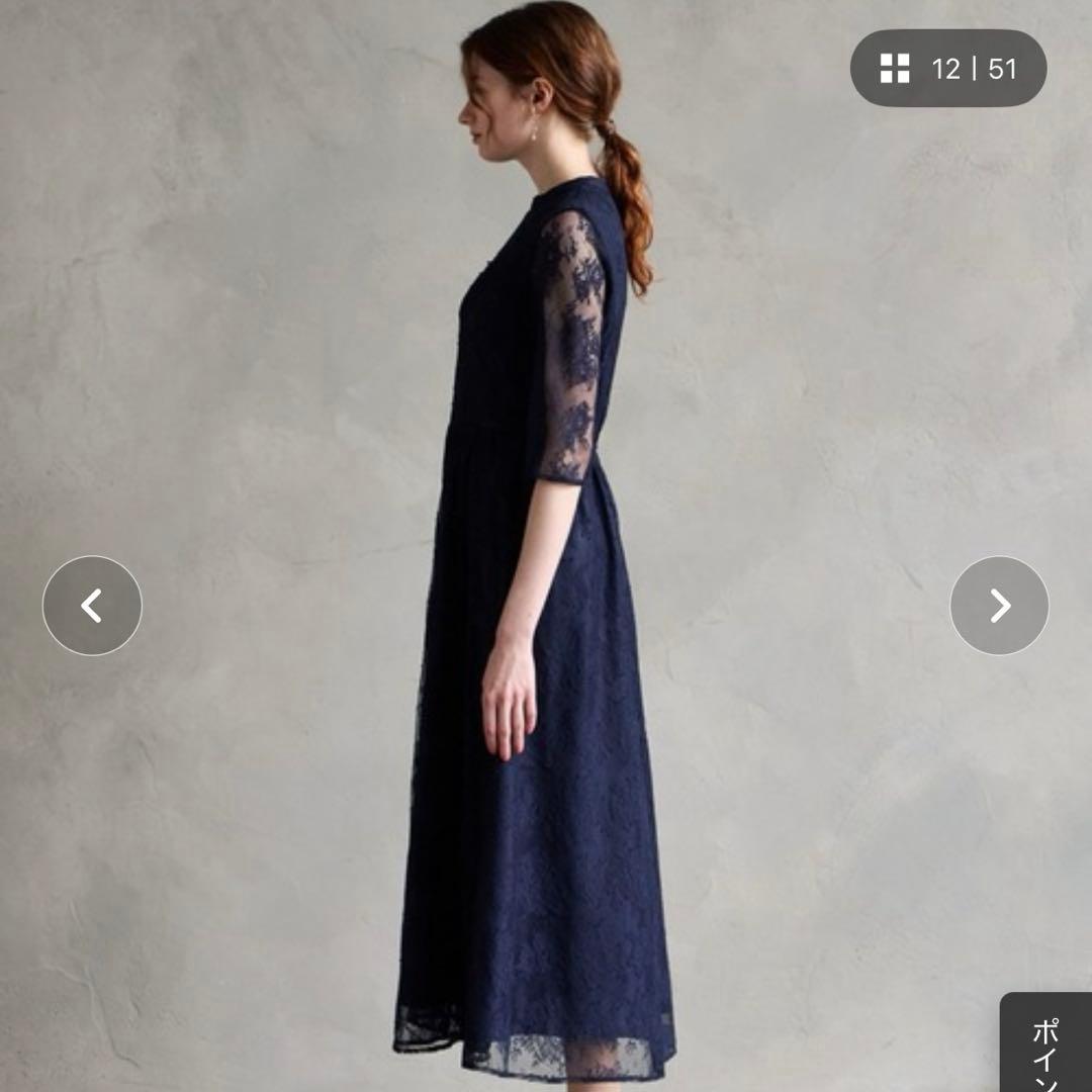 AIMER プチハイネック　5分袖レースパーティードレス　結婚式　オケージョン