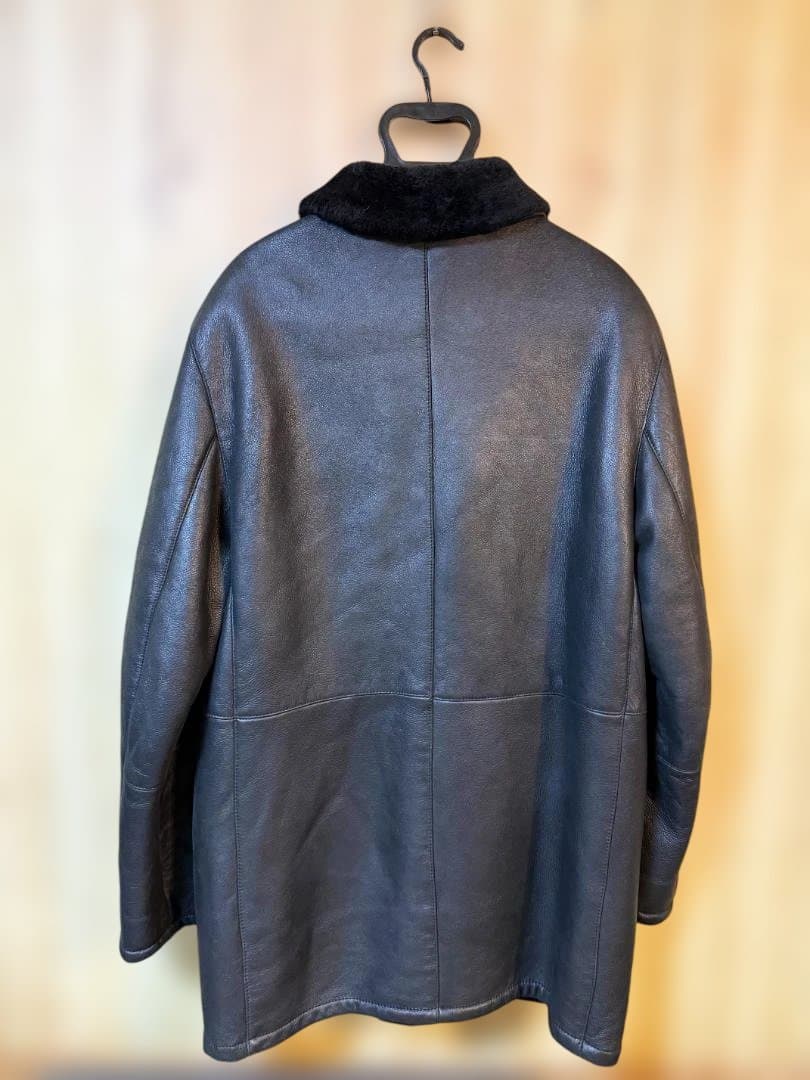 【中古】フェラガモ ガンチーニ ムートンコート メンズ 黒