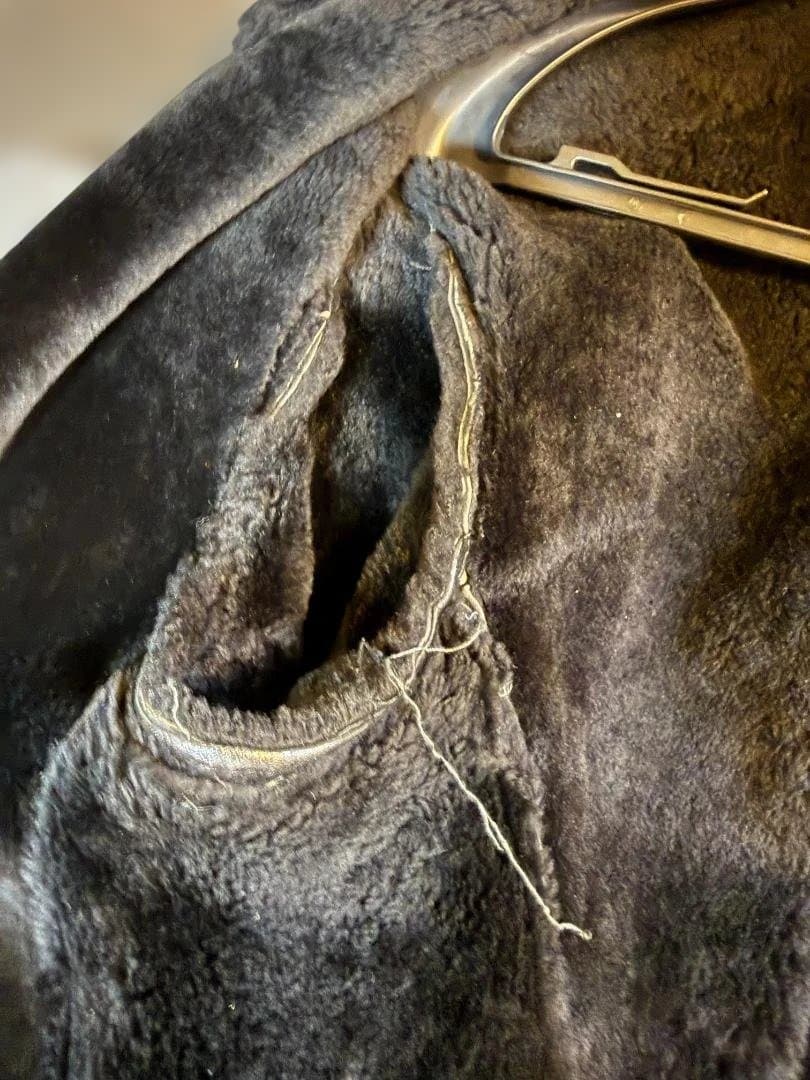 【中古】フェラガモ ガンチーニ ムートンコート メンズ 黒