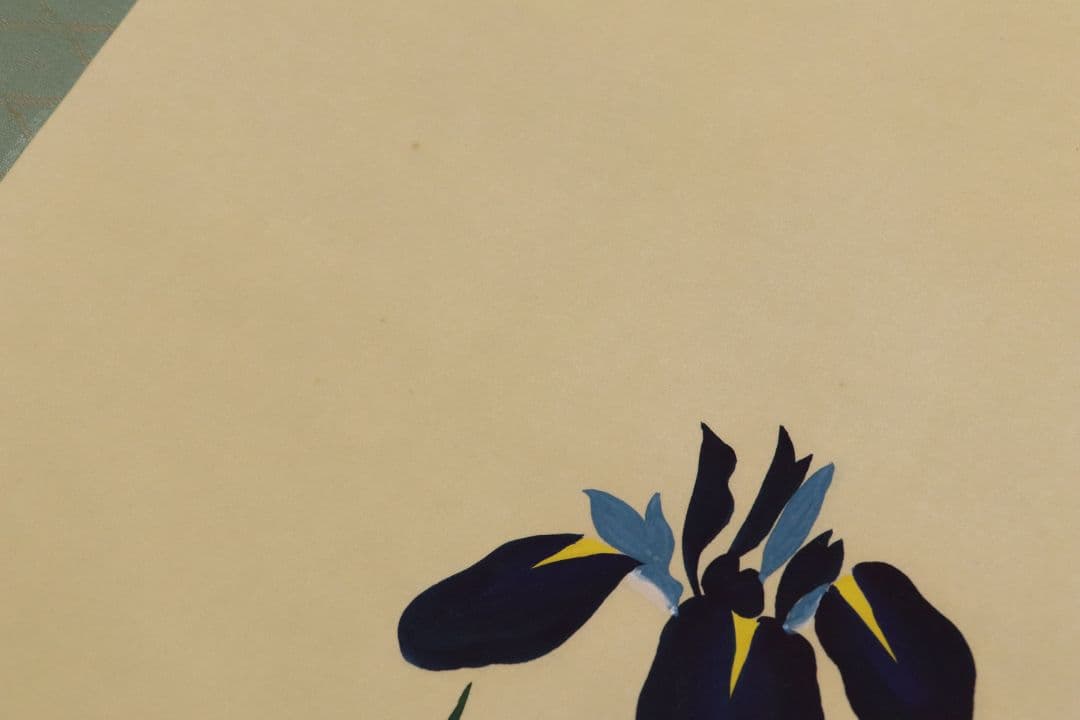 【複製】工芸画 酒井抱一「燕子花に水鶏図」絹本 掛軸 日本画 花鳥 MA449