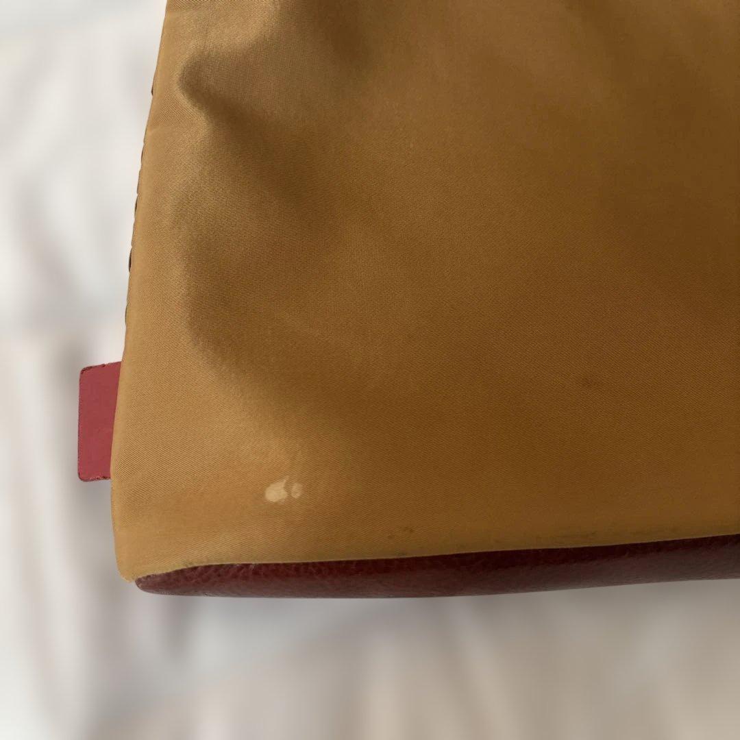 fattoria イタリー製　メッシュ　革　巾着　バッグ　ブラウン