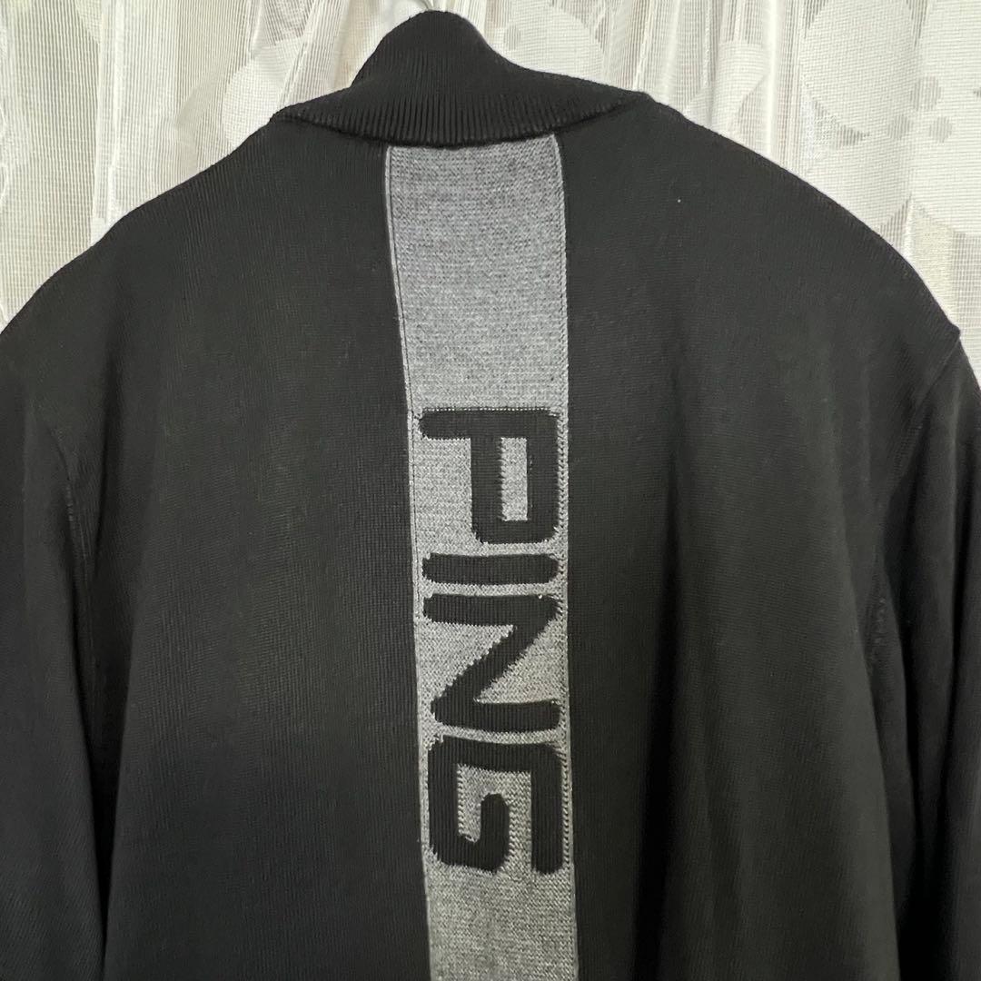 ピン リバーシブル ニット ジャケット ジップアップ ナイロン ブラック メンズ