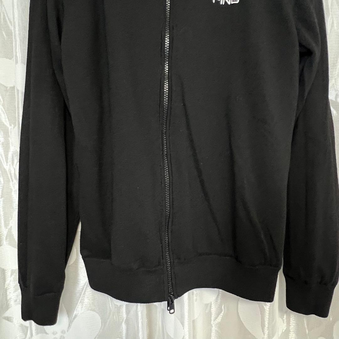 ピン リバーシブル ニット ジャケット ジップアップ ナイロン ブラック メンズ