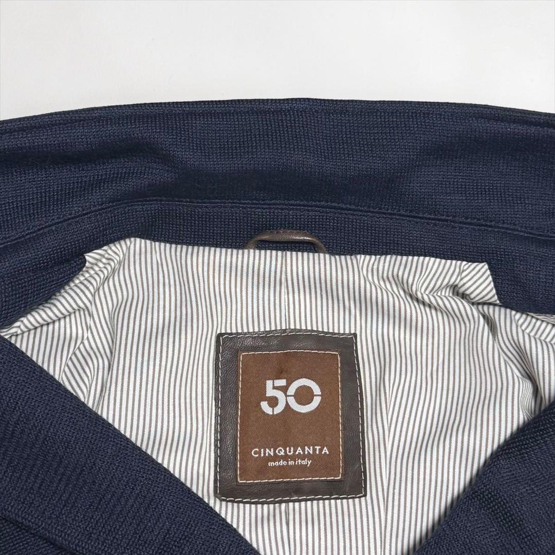 美品 XL チンクアンタ ウールジャケットネイビー レザー 羊革 メンズ 50