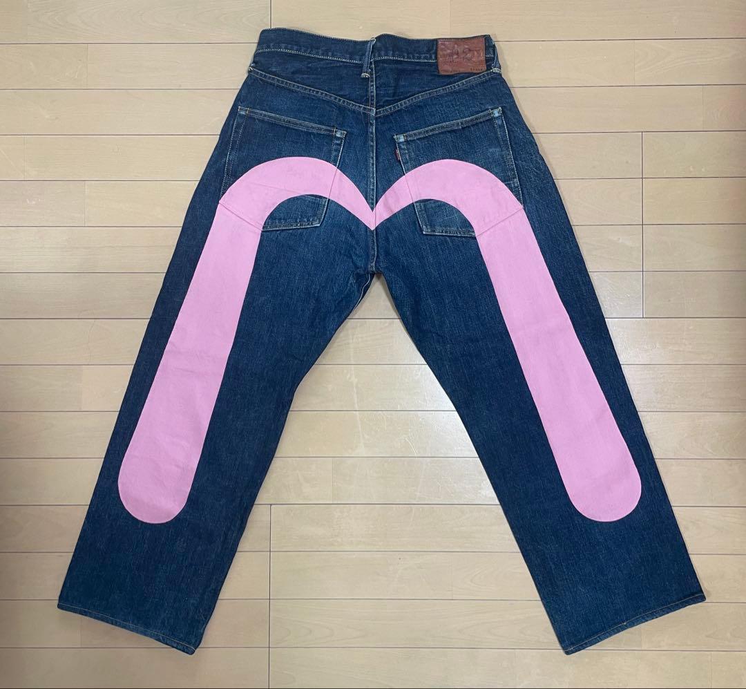 EVISU No.2 Lot.2001 W33×L35 ピンク大黒　ビッグカモメ