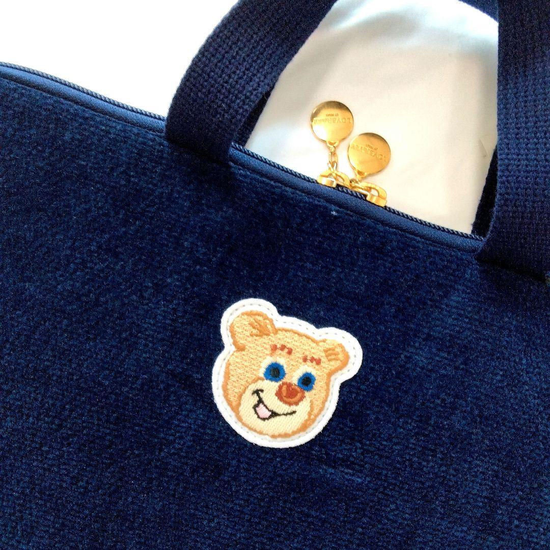 【美品】FEILER オールドテディ♥ネイビー タブレットバッグ