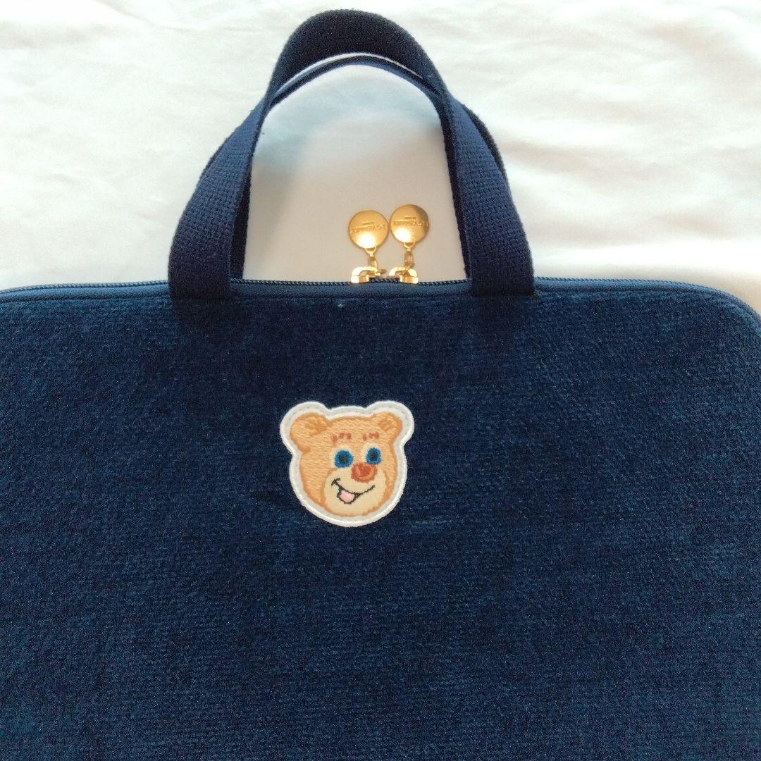 【美品】FEILER オールドテディ♥ネイビー タブレットバッグ