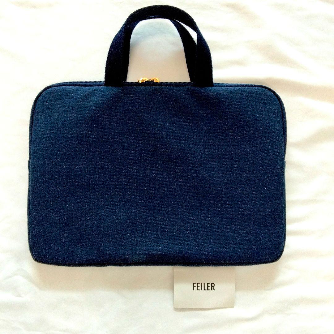 【美品】FEILER オールドテディ♥ネイビー タブレットバッグ