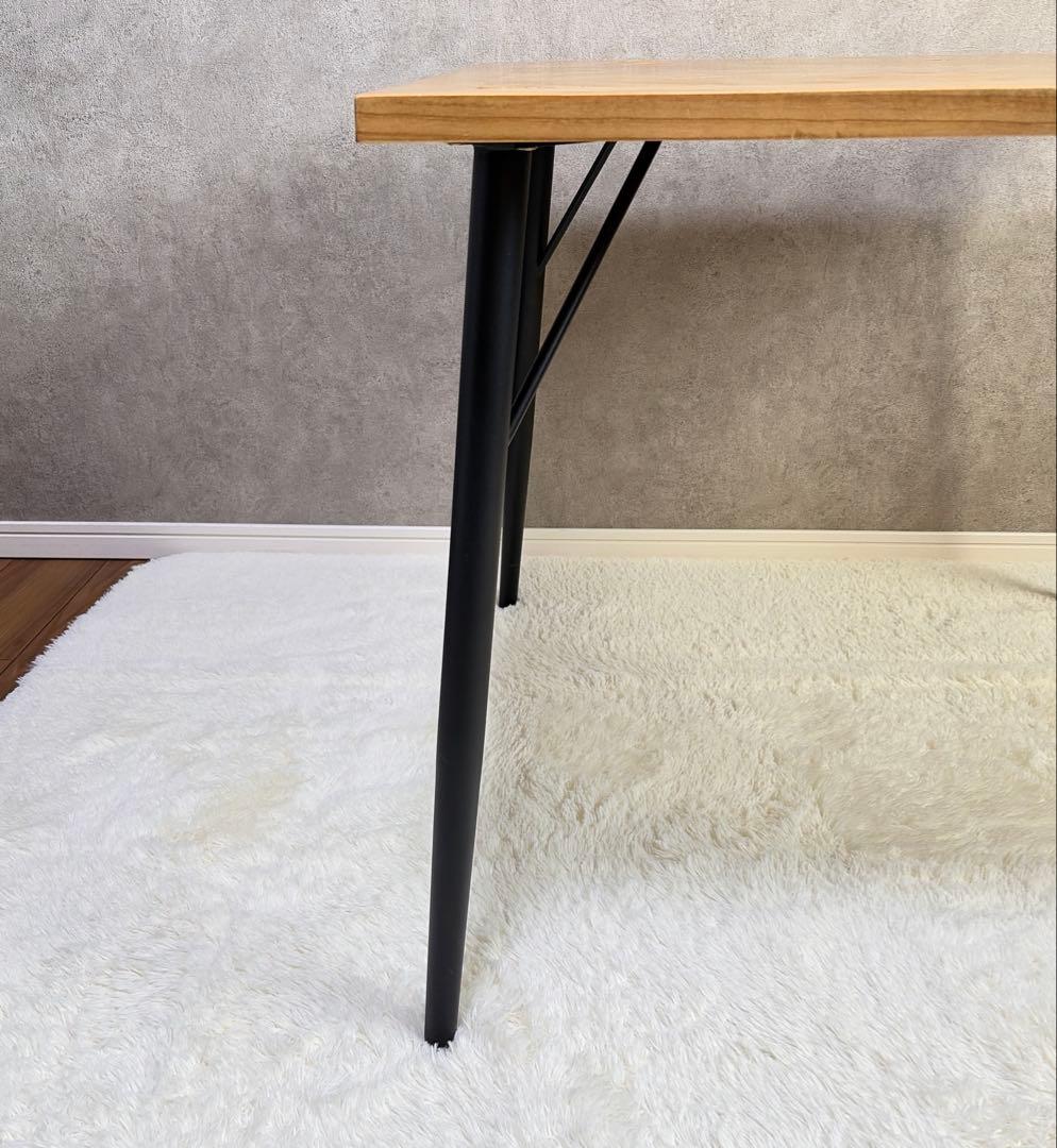 ヘリンボーン ダイニングテーブル 幅80cm 2人用 アイアン脚 木製 カフェ風