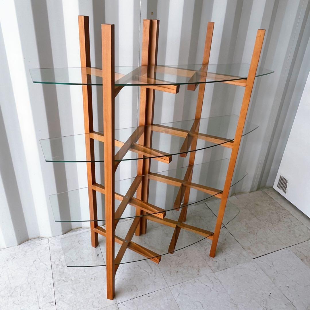 取付無料！イデー ガラス天板おしゃれデザインインテリアシェルフ 飾り棚✨