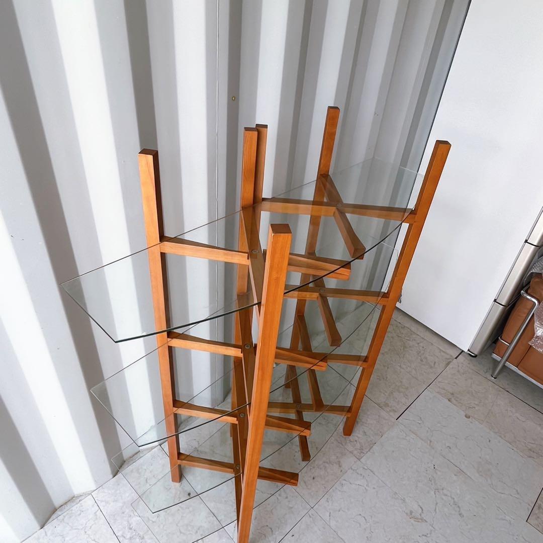 取付無料！イデー ガラス天板おしゃれデザインインテリアシェルフ 飾り棚✨