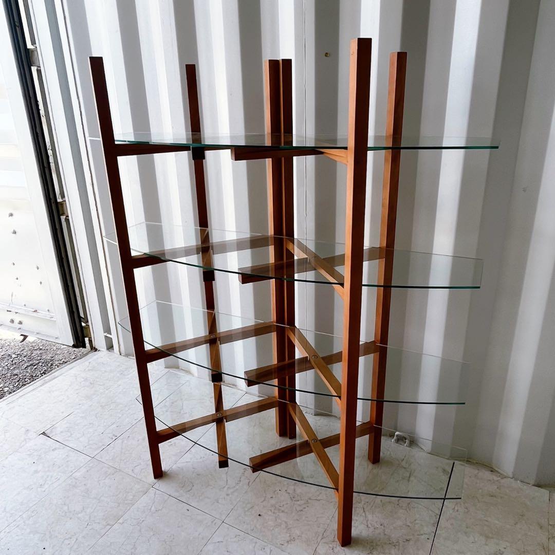 取付無料！イデー ガラス天板おしゃれデザインインテリアシェルフ 飾り棚✨