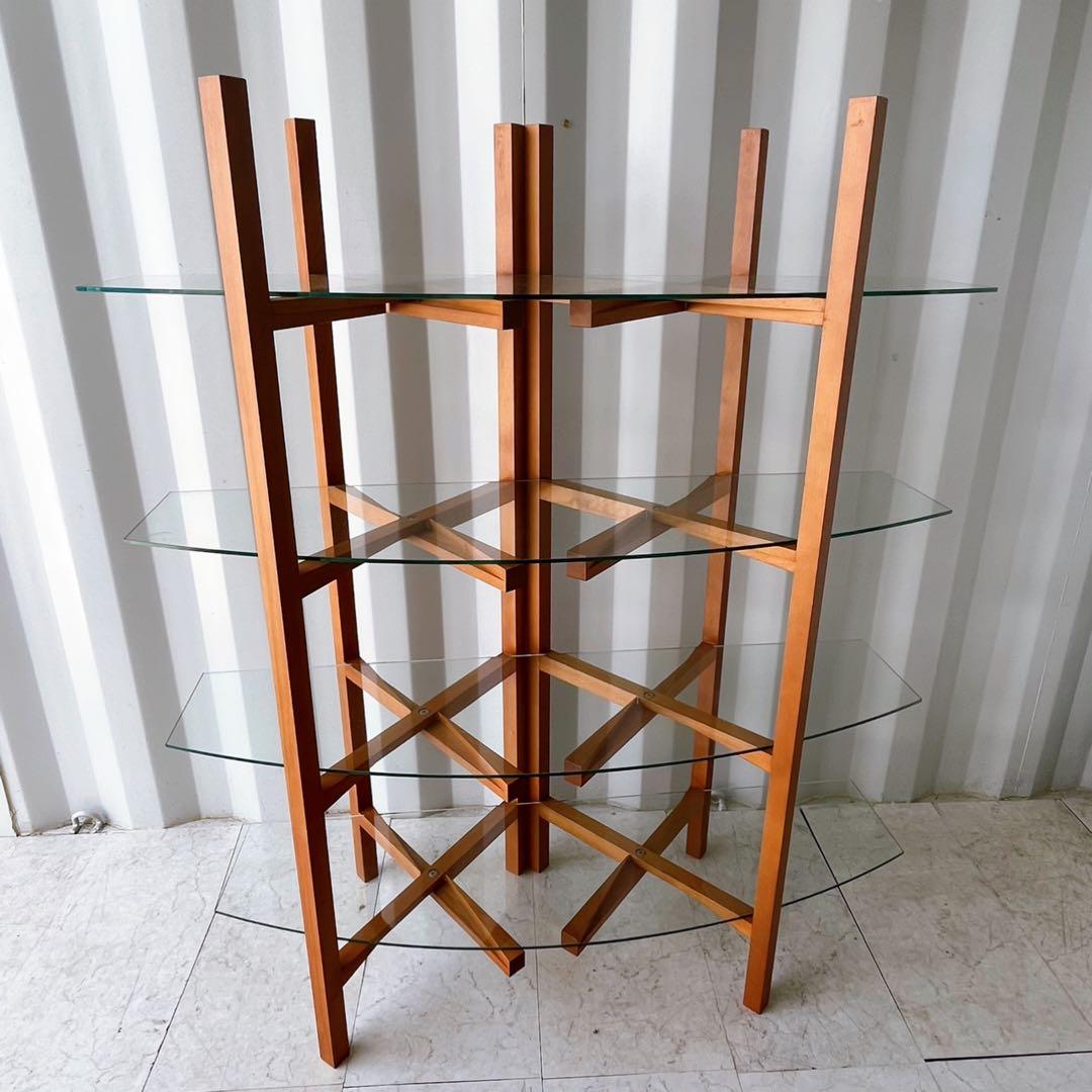 取付無料！イデー ガラス天板おしゃれデザインインテリアシェルフ 飾り棚✨