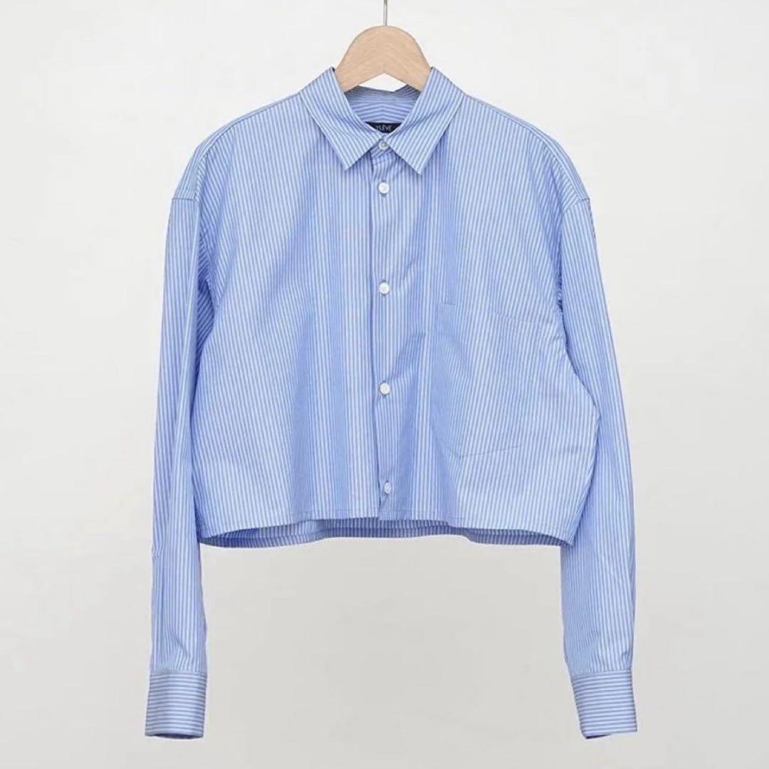 YLEVE ストライプ クロップドシャツ