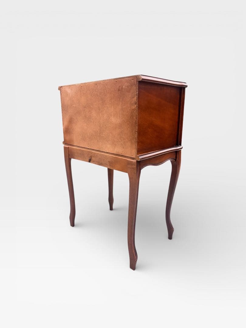 猫脚 クラシック調 サイドチェスト3段引き出し／ブラウン