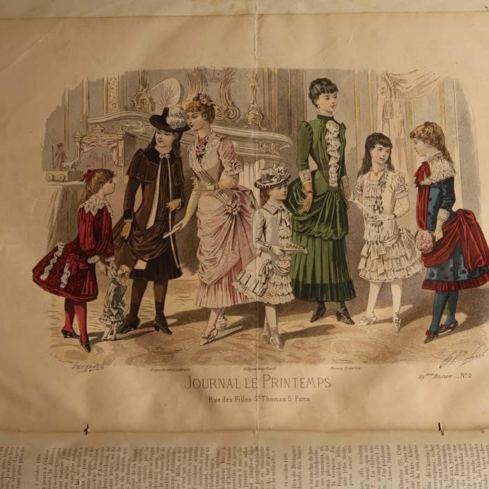 9】1884年 フランス アンティーク 洋書 PRINTEMPS ファッション誌