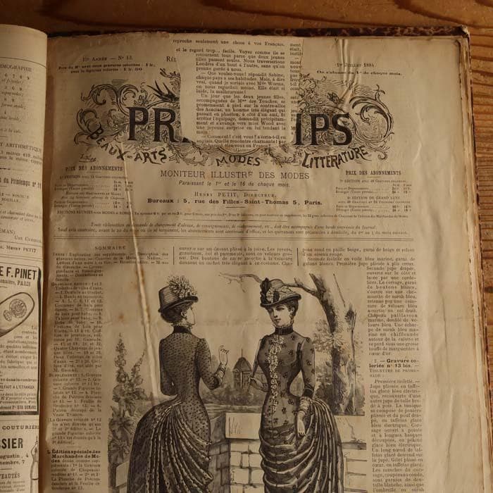 9】1884年 フランス アンティーク 洋書 PRINTEMPS ファッション誌