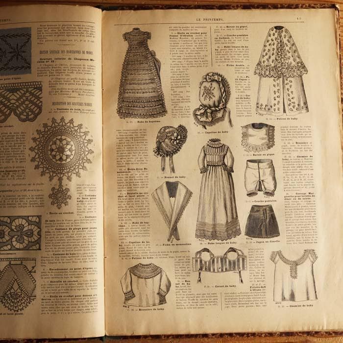 9】1884年 フランス アンティーク 洋書 PRINTEMPS ファッション誌