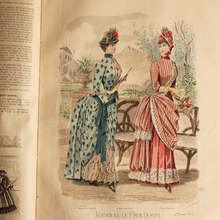 9】1884年 フランス アンティーク 洋書 PRINTEMPS ファッション誌