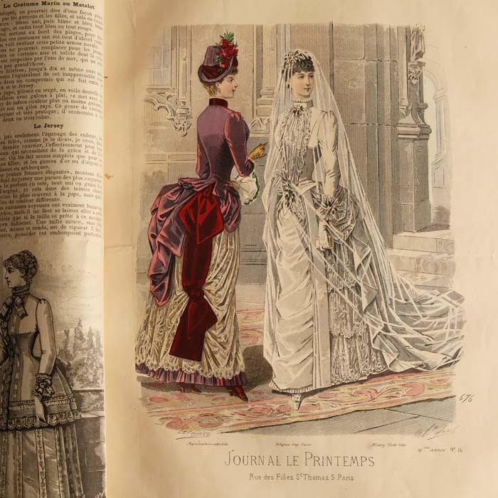 9】1884年 フランス アンティーク 洋書 PRINTEMPS ファッション誌