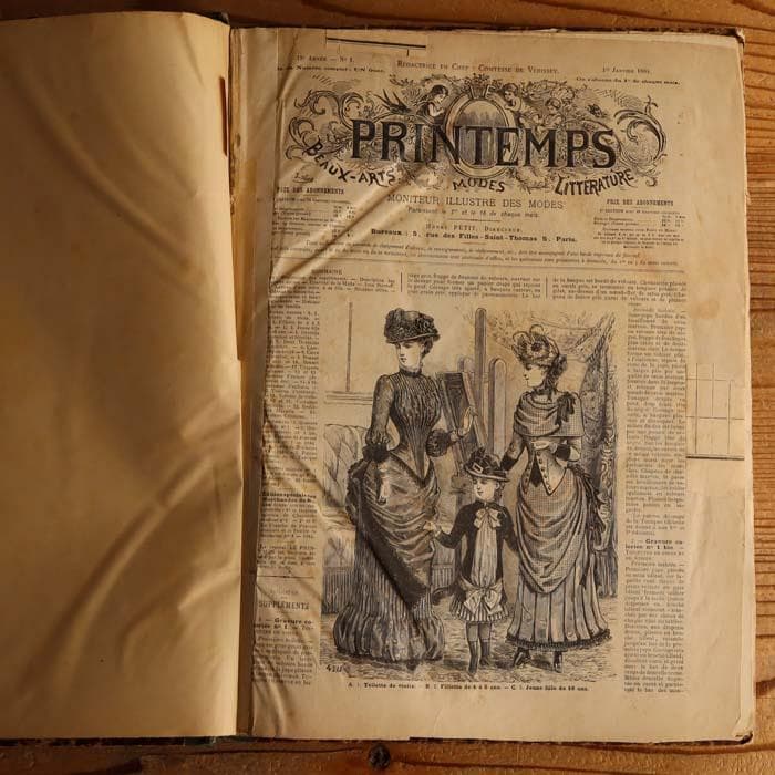 9】1884年 フランス アンティーク 洋書 PRINTEMPS ファッション誌