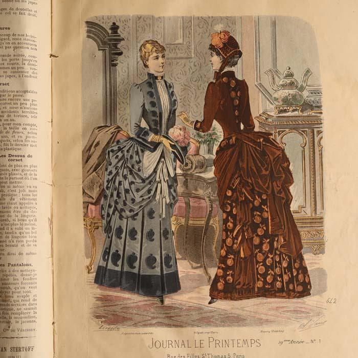 9】1884年 フランス アンティーク 洋書 PRINTEMPS ファッション誌