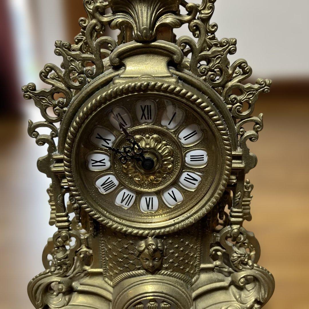 ヴィンテージ風金色置時計　イタリア製　アンティーク