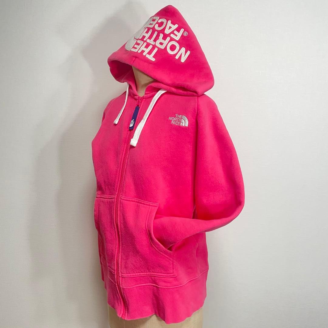THE NORTH FACE ジップパーカー◎希少カラーデカロゴ ピンク×白色