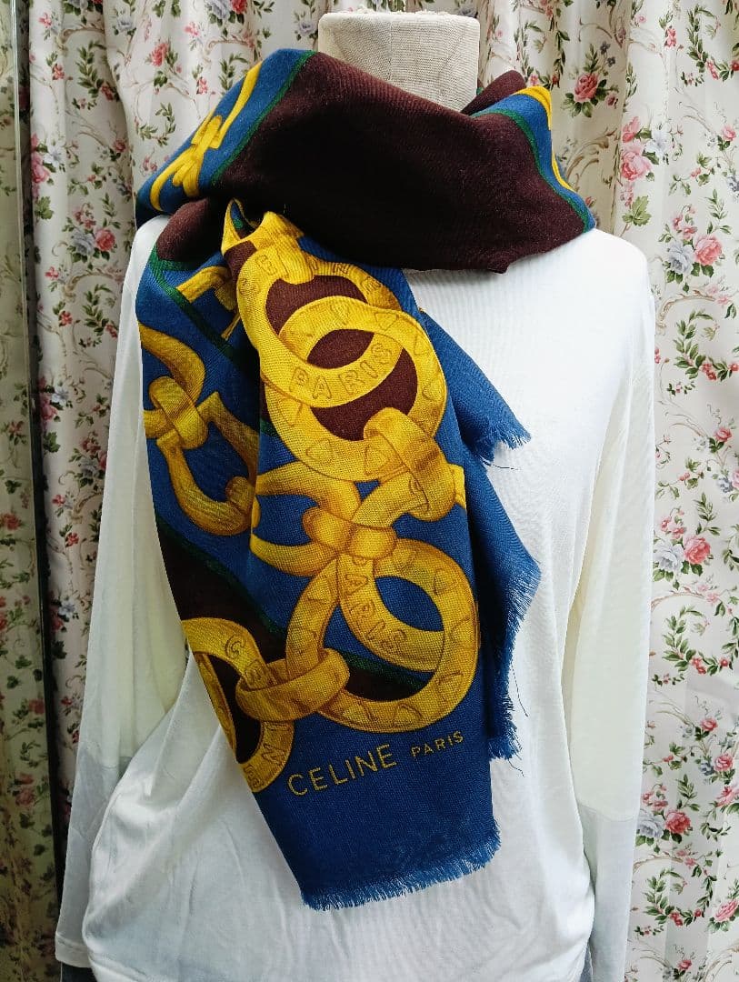 CELINE ウールシルク大判ストール