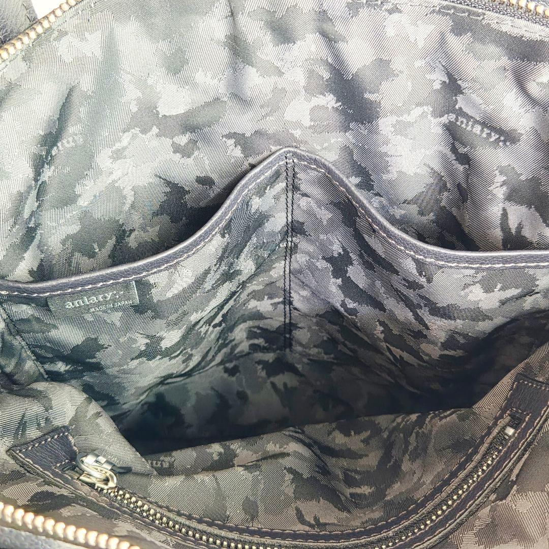 aniary アニアリ トートバッグ 肩掛け レザー シボ革 A4可 迷彩 黒