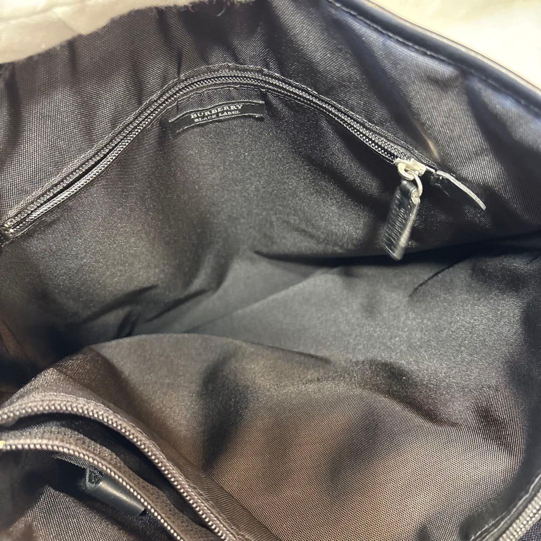 大容量 バーバリーブラックレーベル ロゴプレート トートバッグ レザー バケツ