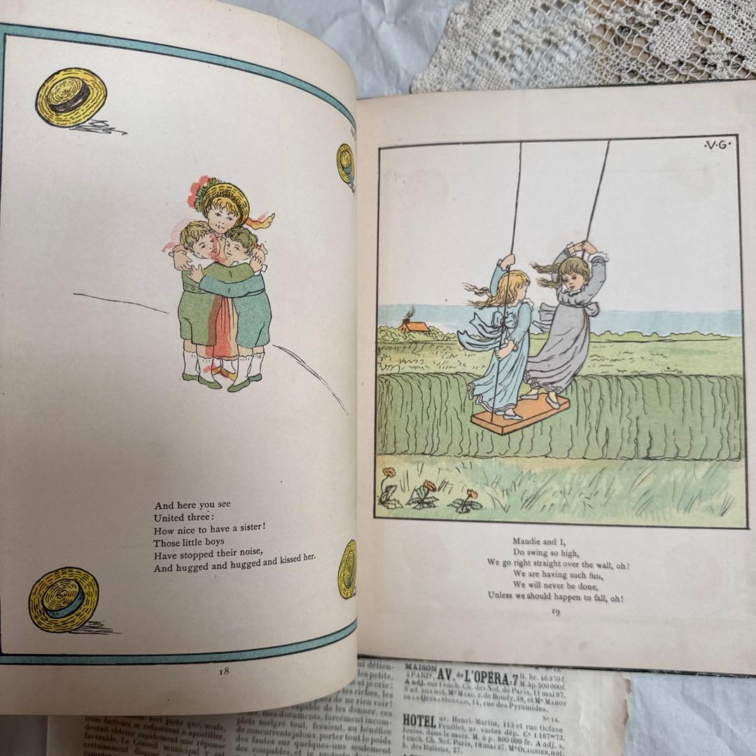 稀少1881年アンティーク美しい挿絵の絵本　洋書　古書ジャンクジャーナル素材にも