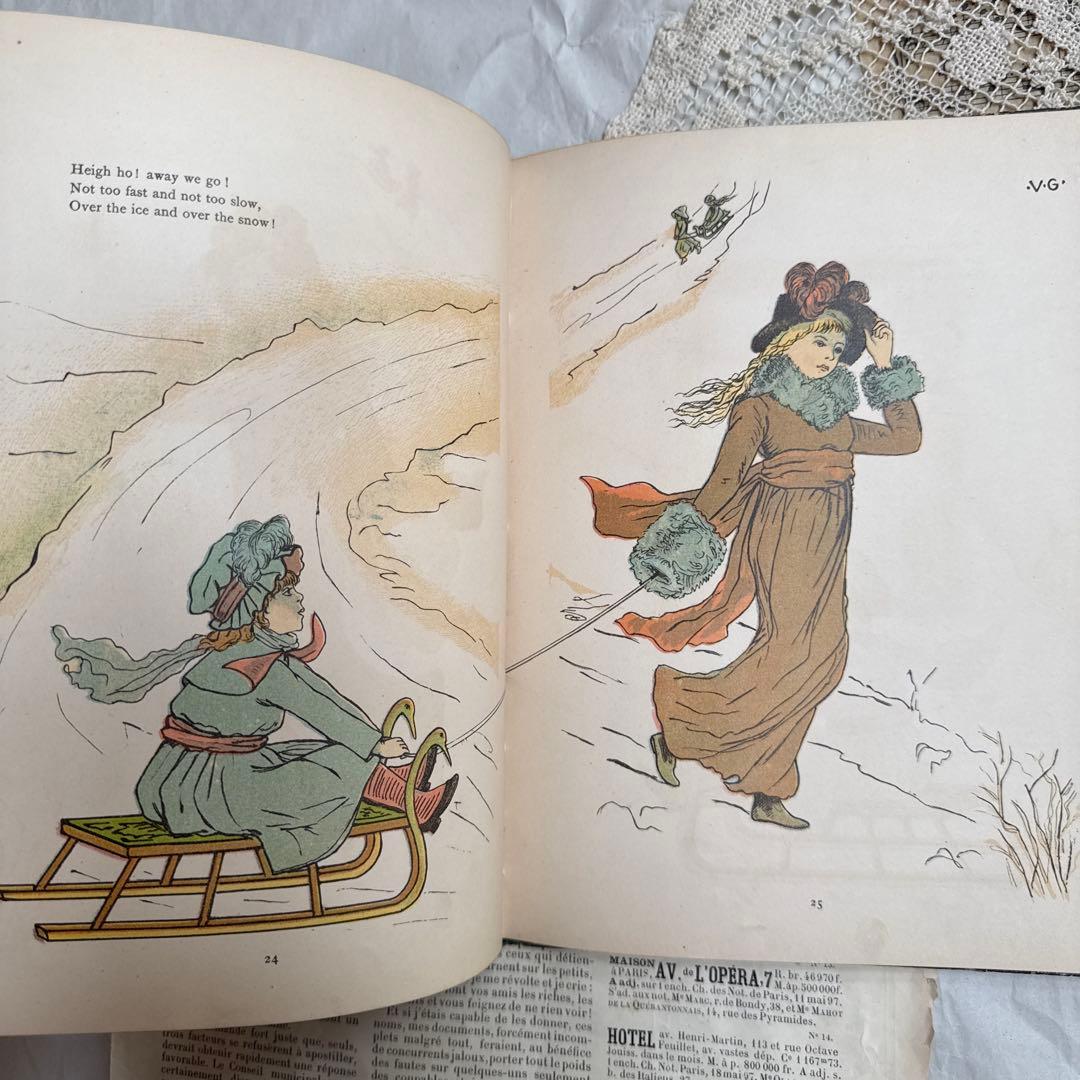 稀少1881年アンティーク美しい挿絵の絵本　洋書　古書ジャンクジャーナル素材にも