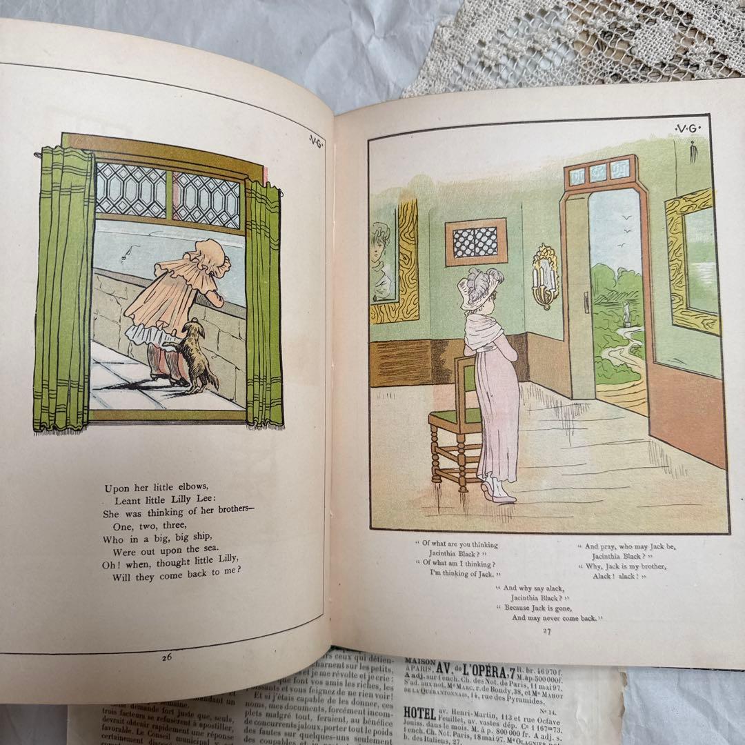 稀少1881年アンティーク美しい挿絵の絵本　洋書　古書ジャンクジャーナル素材にも