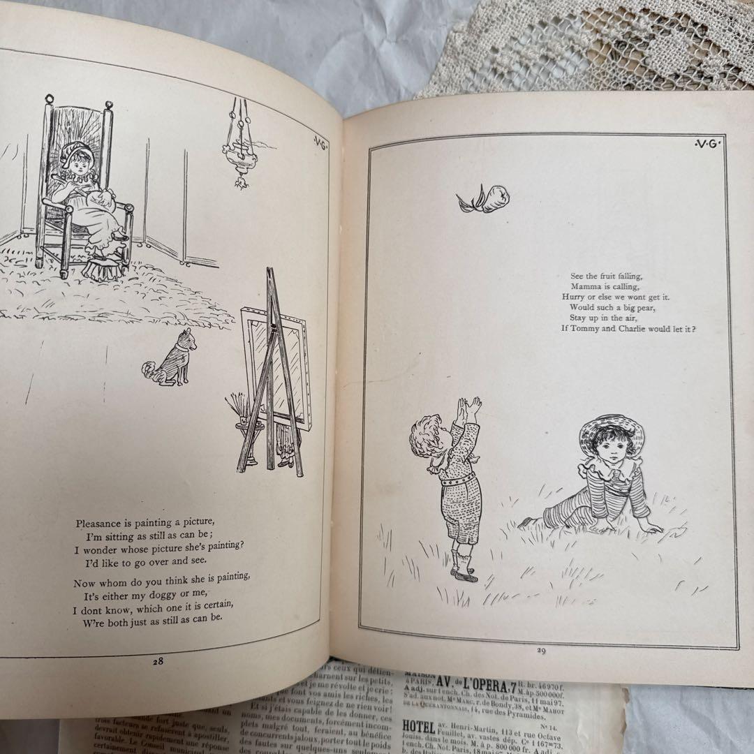 稀少1881年アンティーク美しい挿絵の絵本　洋書　古書ジャンクジャーナル素材にも