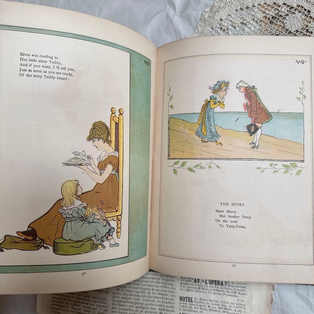 稀少1881年アンティーク美しい挿絵の絵本　洋書　古書ジャンクジャーナル素材にも