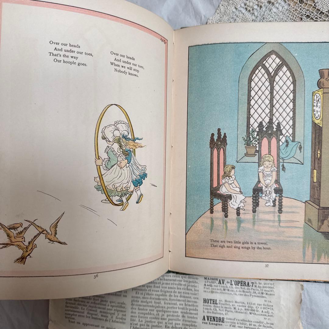稀少1881年アンティーク美しい挿絵の絵本　洋書　古書ジャンクジャーナル素材にも