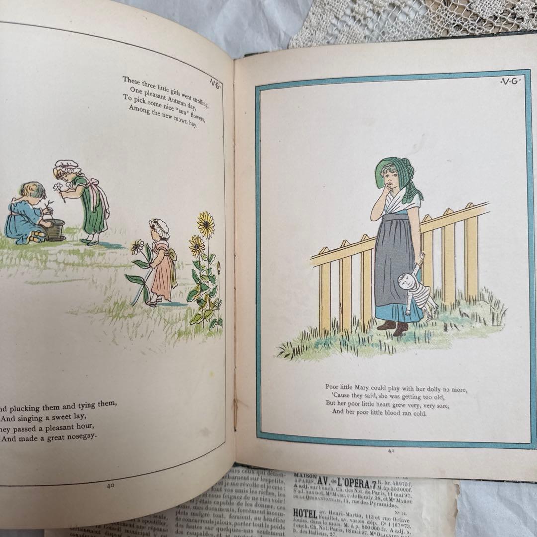 稀少1881年アンティーク美しい挿絵の絵本　洋書　古書ジャンクジャーナル素材にも
