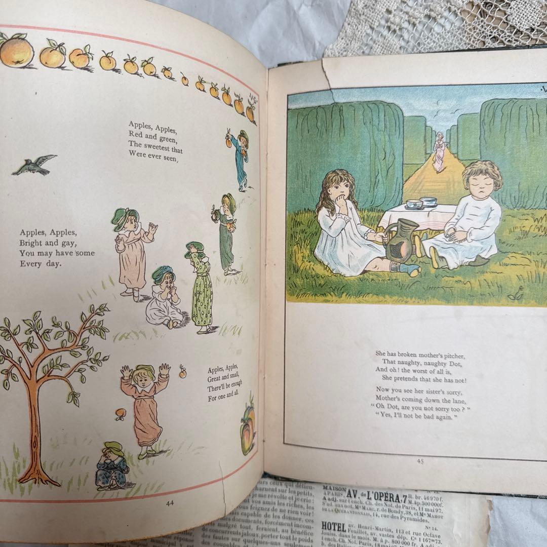 稀少1881年アンティーク美しい挿絵の絵本　洋書　古書ジャンクジャーナル素材にも