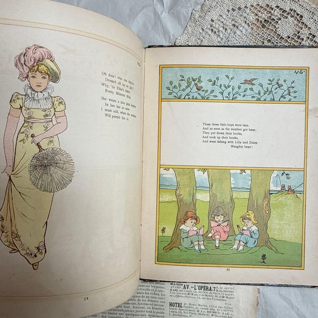 稀少1881年アンティーク美しい挿絵の絵本　洋書　古書ジャンクジャーナル素材にも