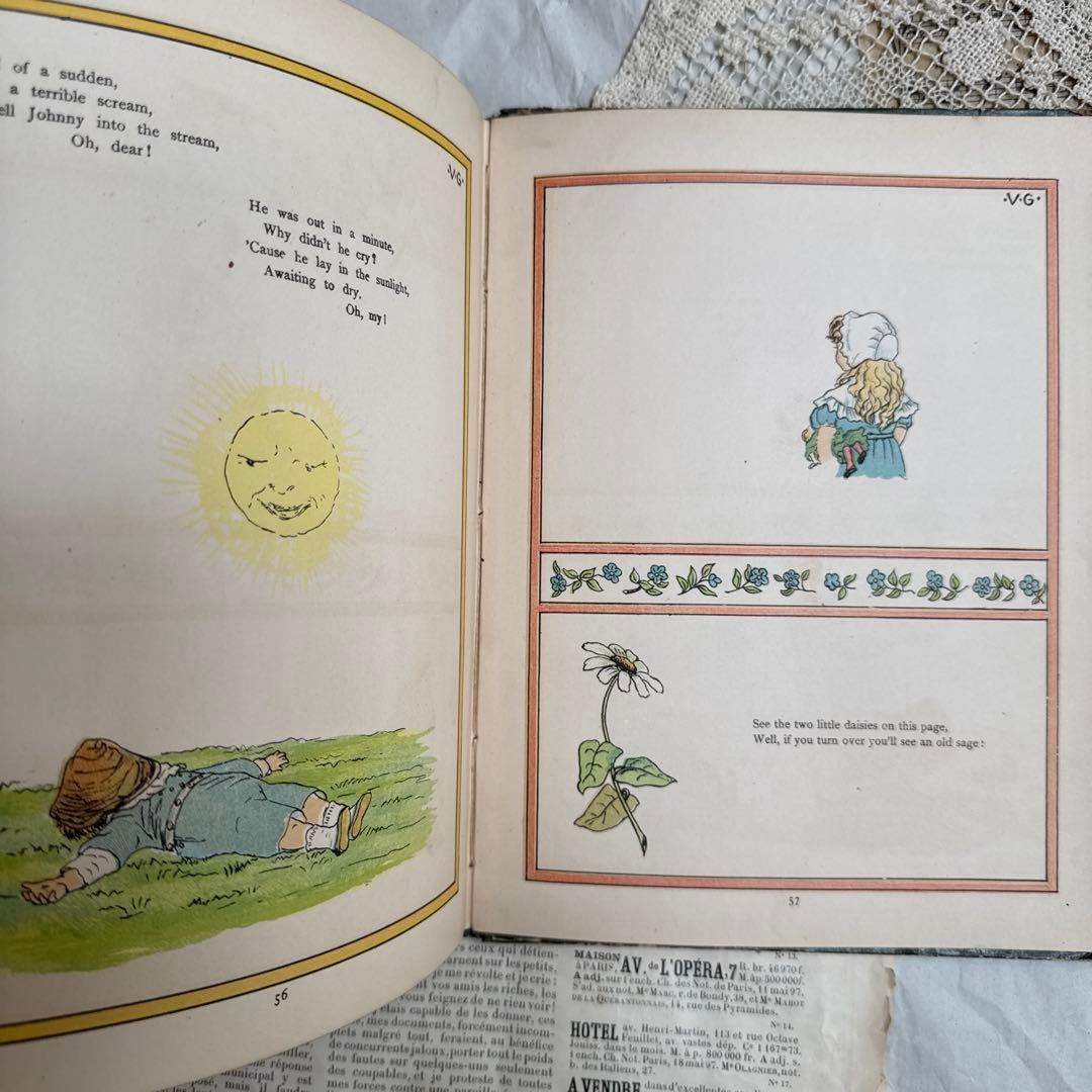 稀少1881年アンティーク美しい挿絵の絵本　洋書　古書ジャンクジャーナル素材にも