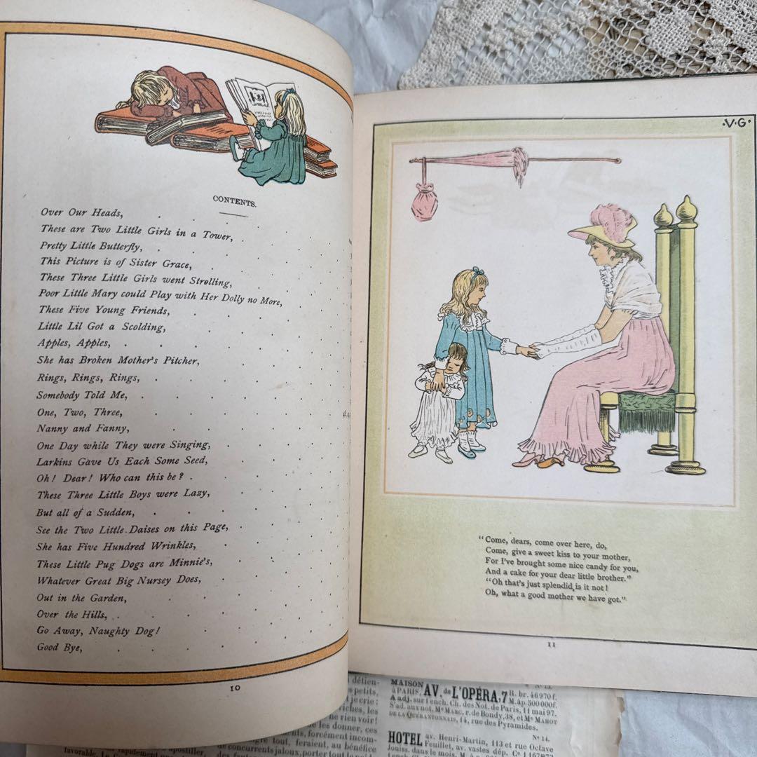 稀少1881年アンティーク美しい挿絵の絵本　洋書　古書ジャンクジャーナル素材にも